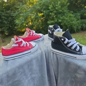 converse all star Baby 6 1 Red Low‎ 1 Black High Top 2 Pair Shoes